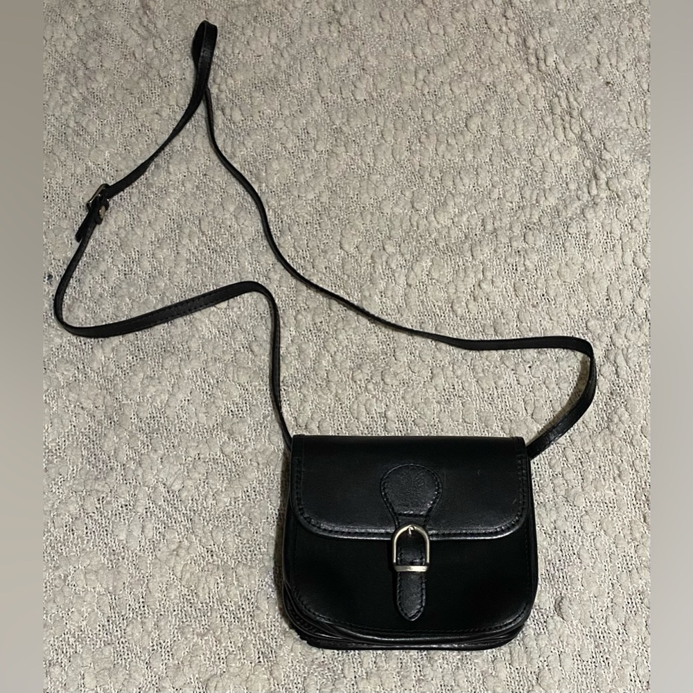 Vera Pelle Made in Italy Black Leather Crossbody Small Bag